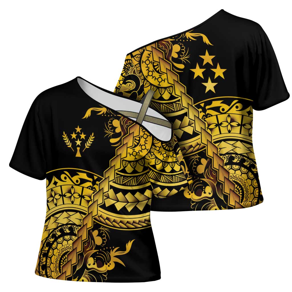 Kosrae Liberation Day Cross Shoulder Shirt Polynesian Floral Tattoo - Polynesian Pride