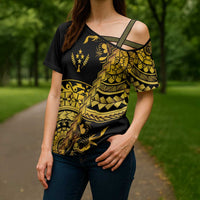 Kosrae Liberation Day Cross Shoulder Shirt Polynesian Floral Tattoo - Polynesian Pride