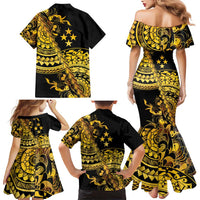 Kosrae Liberation Day Family Matching Mermaid Dress and Hawaiian Shirt Polynesian Floral Tattoo - Polynesian Pride