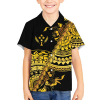 Kosrae Liberation Day Family Matching Off Shoulder Maxi Dress and Hawaiian Shirt Polynesian Floral Tattoo - Polynesian Pride