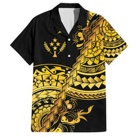 Kosrae Liberation Day Family Matching Short Sleeve Bodycon Dress and Hawaiian Shirt Polynesian Floral Tattoo - Polynesian Pride