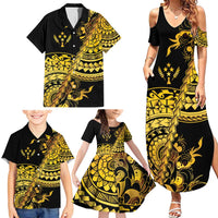 Kosrae Liberation Day Family Matching Summer Maxi Dress and Hawaiian Shirt Polynesian Floral Tattoo - Polynesian Pride