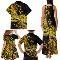 Kosrae Liberation Day Family Matching Tank Maxi Dress and Hawaiian Shirt Polynesian Floral Tattoo - Polynesian Pride