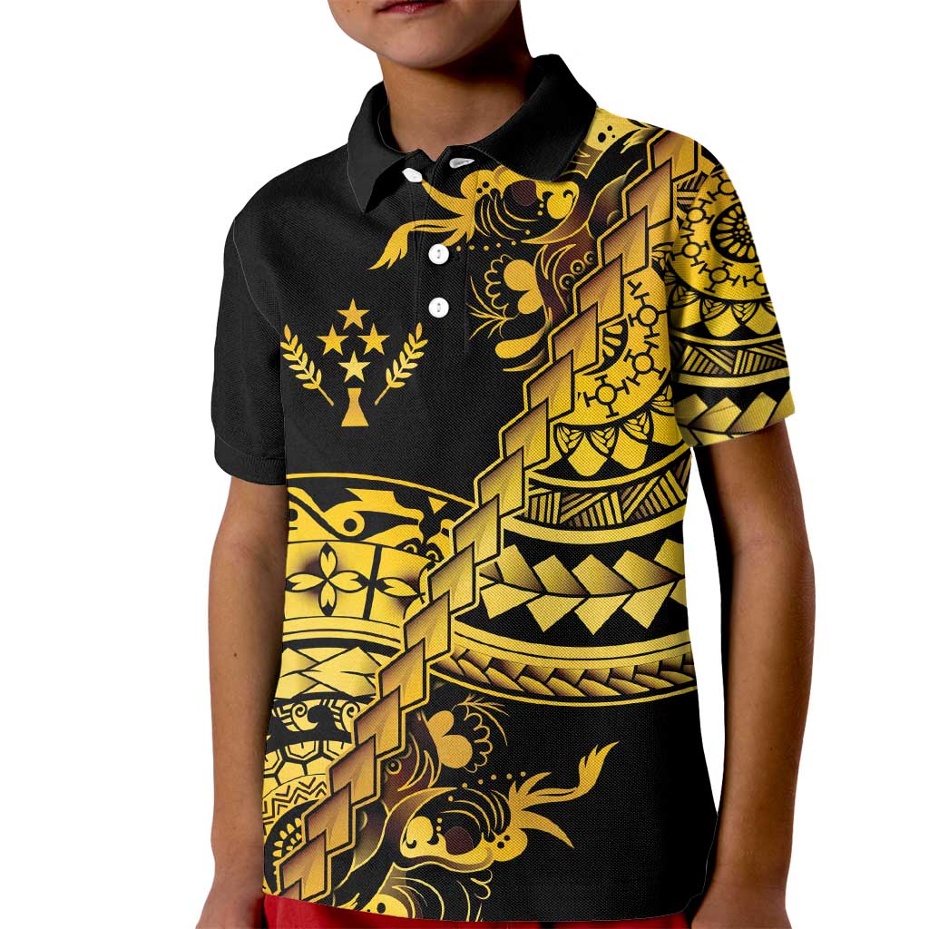 Kosrae Liberation Day Kid Polo Shirt Polynesian Floral Tattoo - Polynesian Pride
