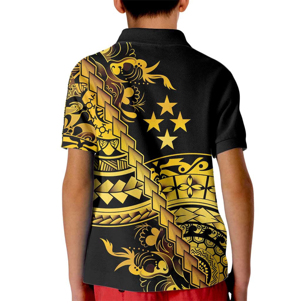 Kosrae Liberation Day Kid Polo Shirt Polynesian Floral Tattoo - Polynesian Pride