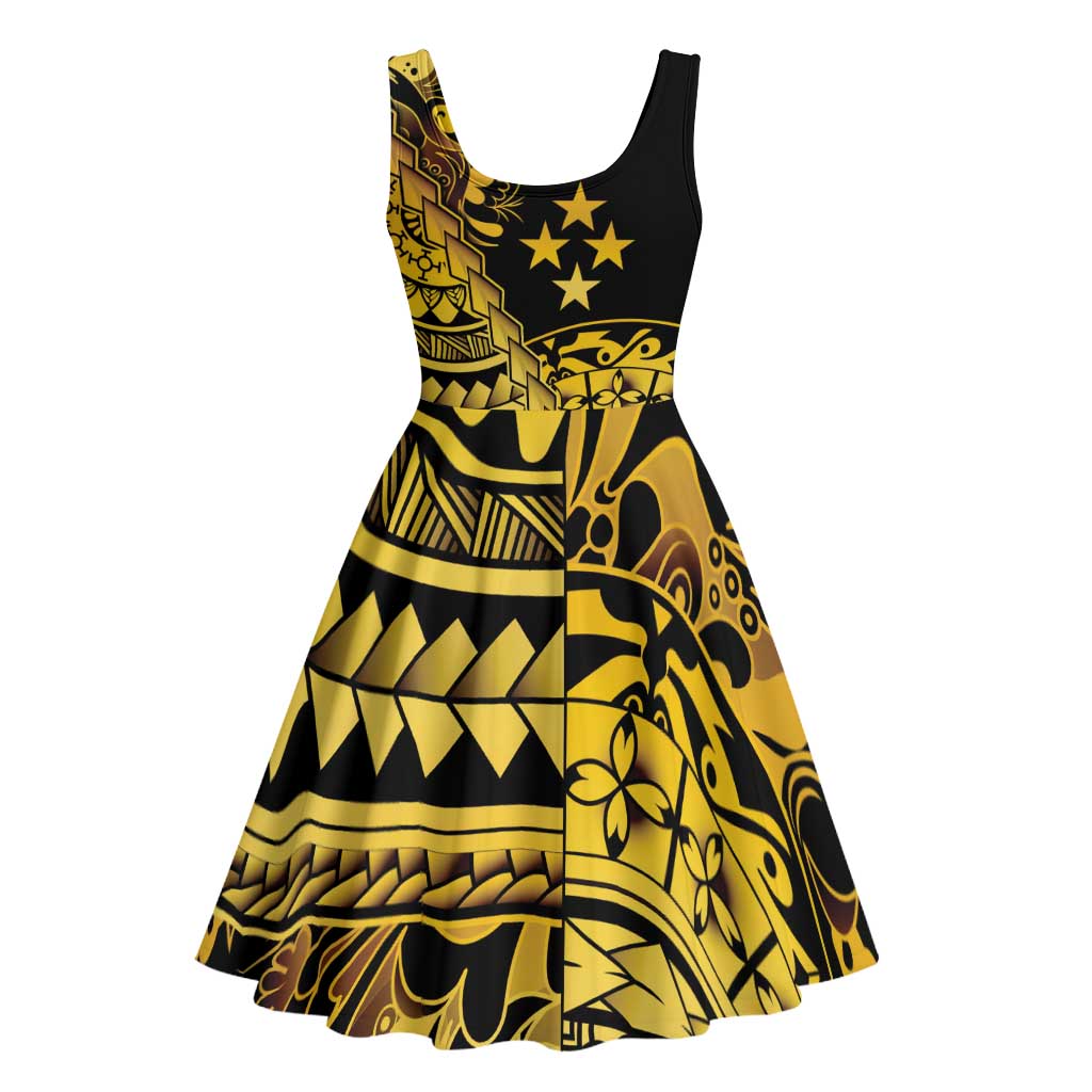 Kosrae Liberation Day Midi Dress Polynesian Floral Tattoo - Polynesian Pride