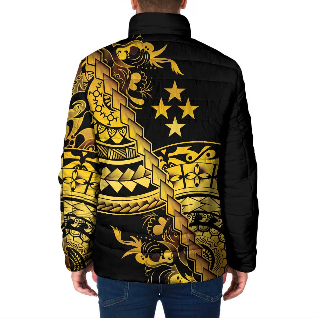 Kosrae Liberation Day Padded Jacket Polynesian Floral Tattoo - Polynesian Pride