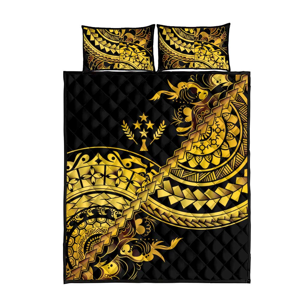 Kosrae Liberation Day Quilt Bed Set Polynesian Floral Tattoo - Polynesian Pride