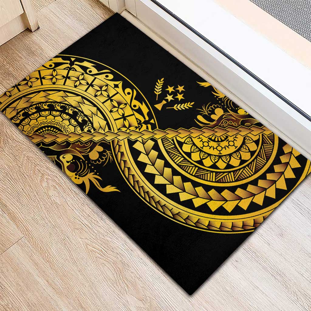 Kosrae Liberation Day Rubber Doormat Polynesian Floral Tattoo - Polynesian Pride