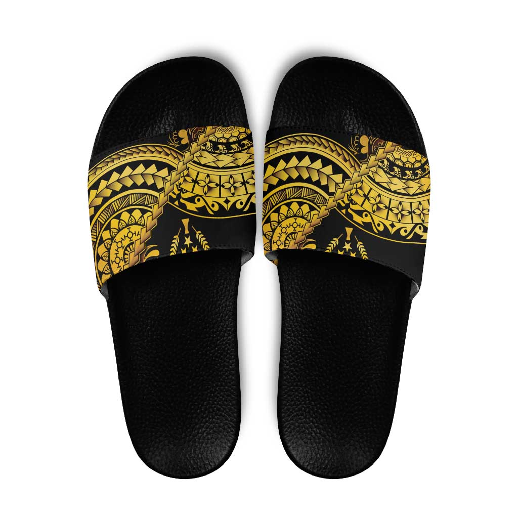 Kosrae Liberation Day Slide Sandals Polynesian Floral Tattoo - Polynesian Pride