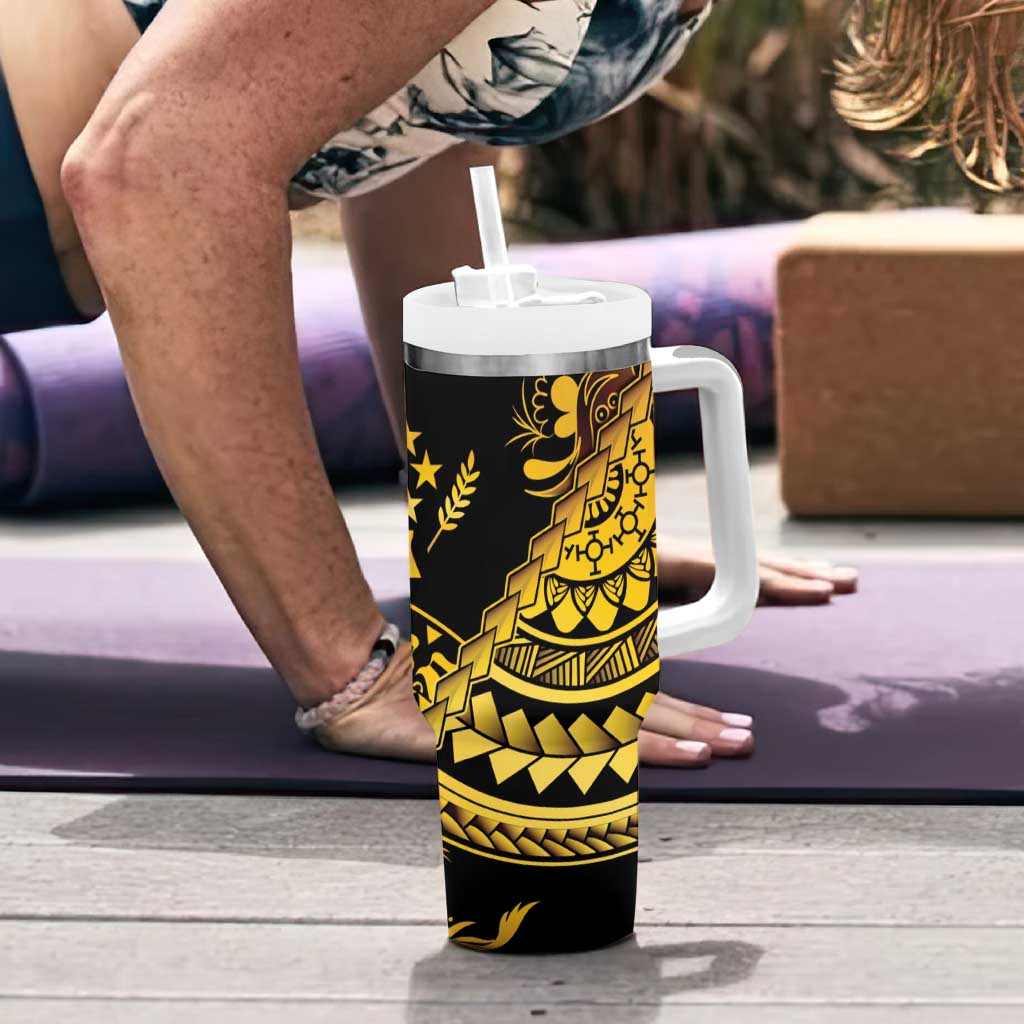 Kosrae Liberation Day Tumbler With Handle Polynesian Floral Tattoo - Polynesian Pride