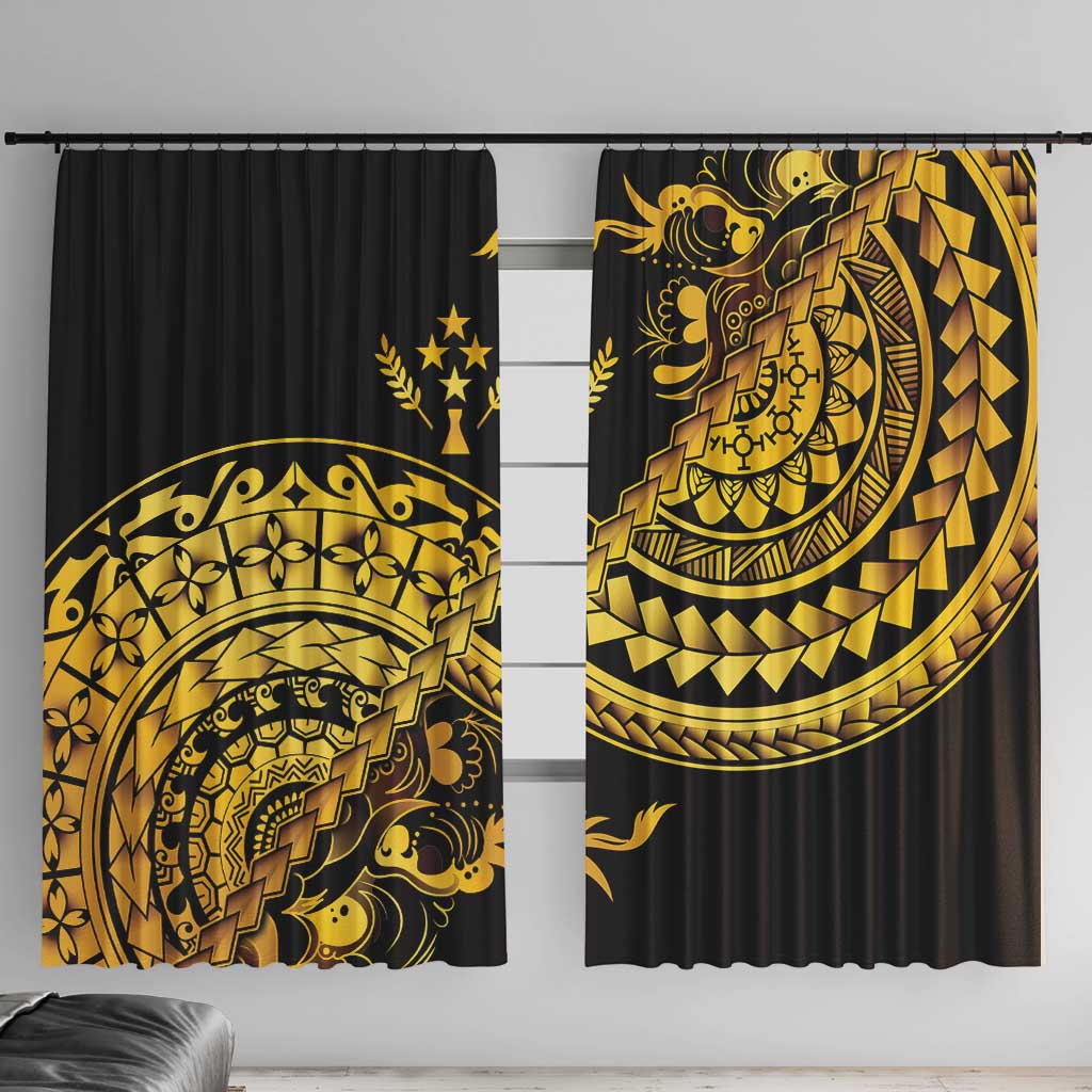 Kosrae Liberation Day Window Curtain Polynesian Floral Tattoo - Polynesian Pride