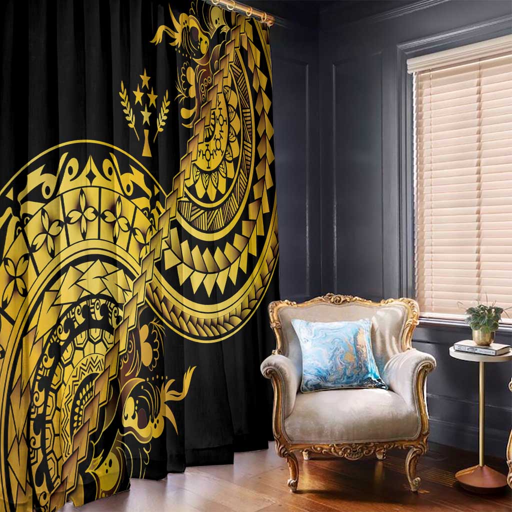 Kosrae Liberation Day Window Curtain Polynesian Floral Tattoo - Polynesian Pride