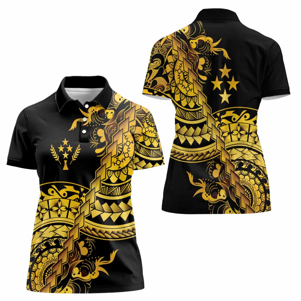 Kosrae Liberation Day Women Polo Shirt Polynesian Floral Tattoo - Polynesian Pride