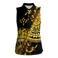 Kosrae Liberation Day Women Sleeveless Polo Shirt Polynesian Floral Tattoo - Polynesian Pride