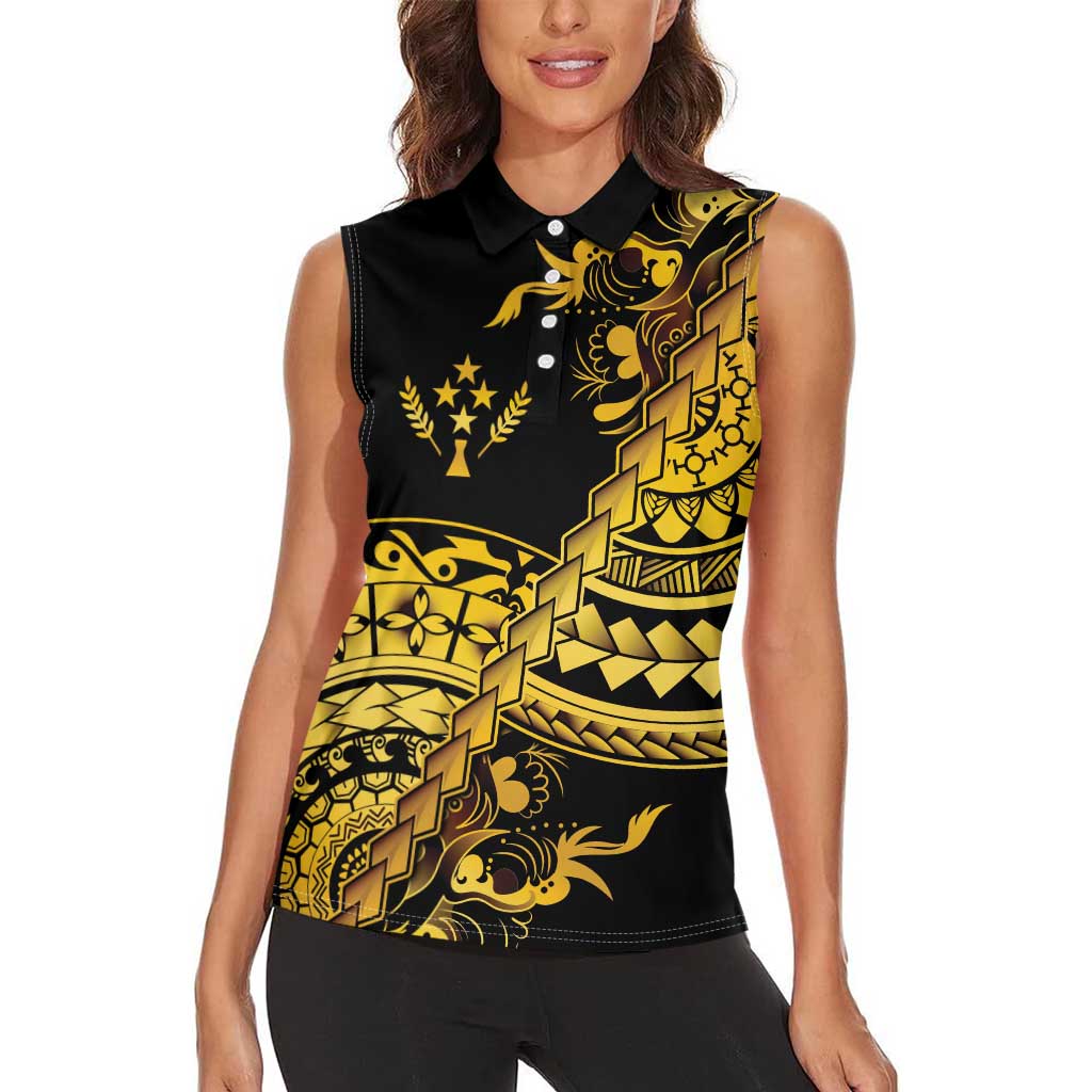 Kosrae Liberation Day Women Sleeveless Polo Shirt Polynesian Floral Tattoo - Polynesian Pride