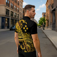 Kosrae Liberation Day Zipper Polo Shirt Polynesian Floral Tattoo - Polynesian Pride