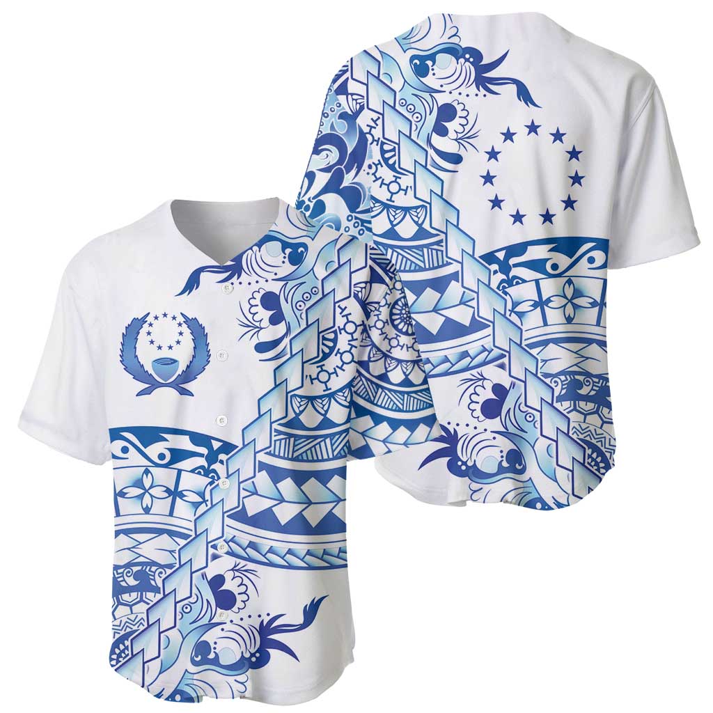 Pohnpei Liberation Day Baseball Jersey Polynesian Floral Tattoo - Polynesian Pride