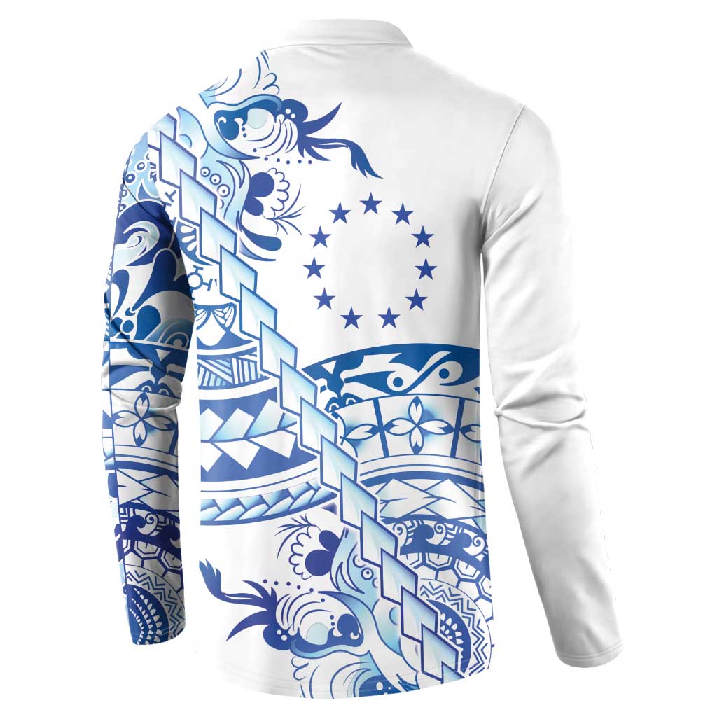 Pohnpei Liberation Day Button Sweatshirt Polynesian Floral Tattoo - Polynesian Pride