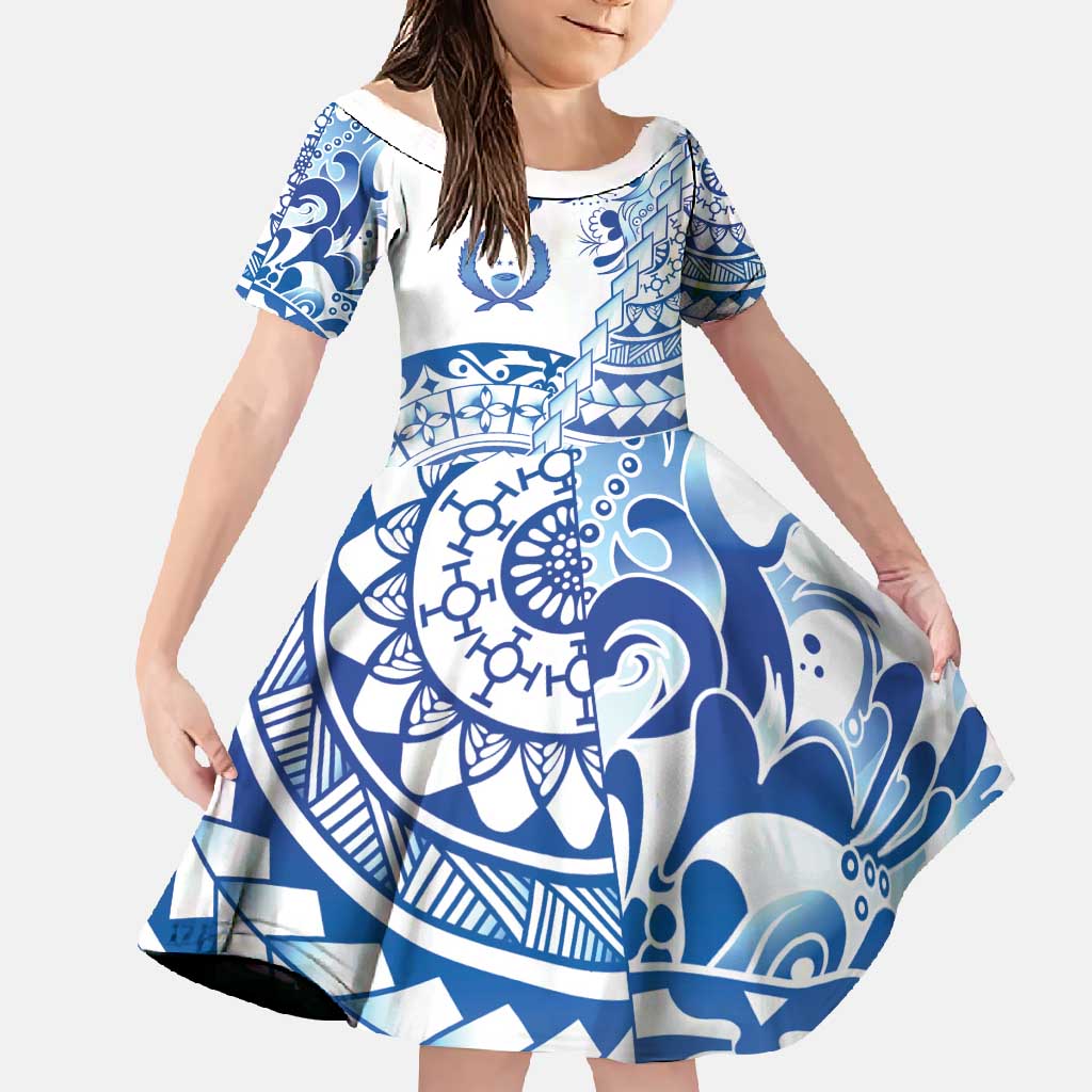 Pohnpei Liberation Day Family Matching Off Shoulder Maxi Dress and Hawaiian Shirt Polynesian Floral Tattoo - Polynesian Pride