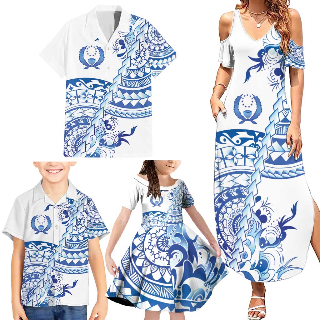 Pohnpei Liberation Day Family Matching Summer Maxi Dress and Hawaiian Shirt Polynesian Floral Tattoo - Polynesian Pride