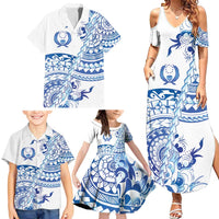 Pohnpei Liberation Day Family Matching Summer Maxi Dress and Hawaiian Shirt Polynesian Floral Tattoo - Polynesian Pride