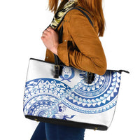 Pohnpei Liberation Day Leather Tote Bag Polynesian Floral Tattoo - Polynesian Pride