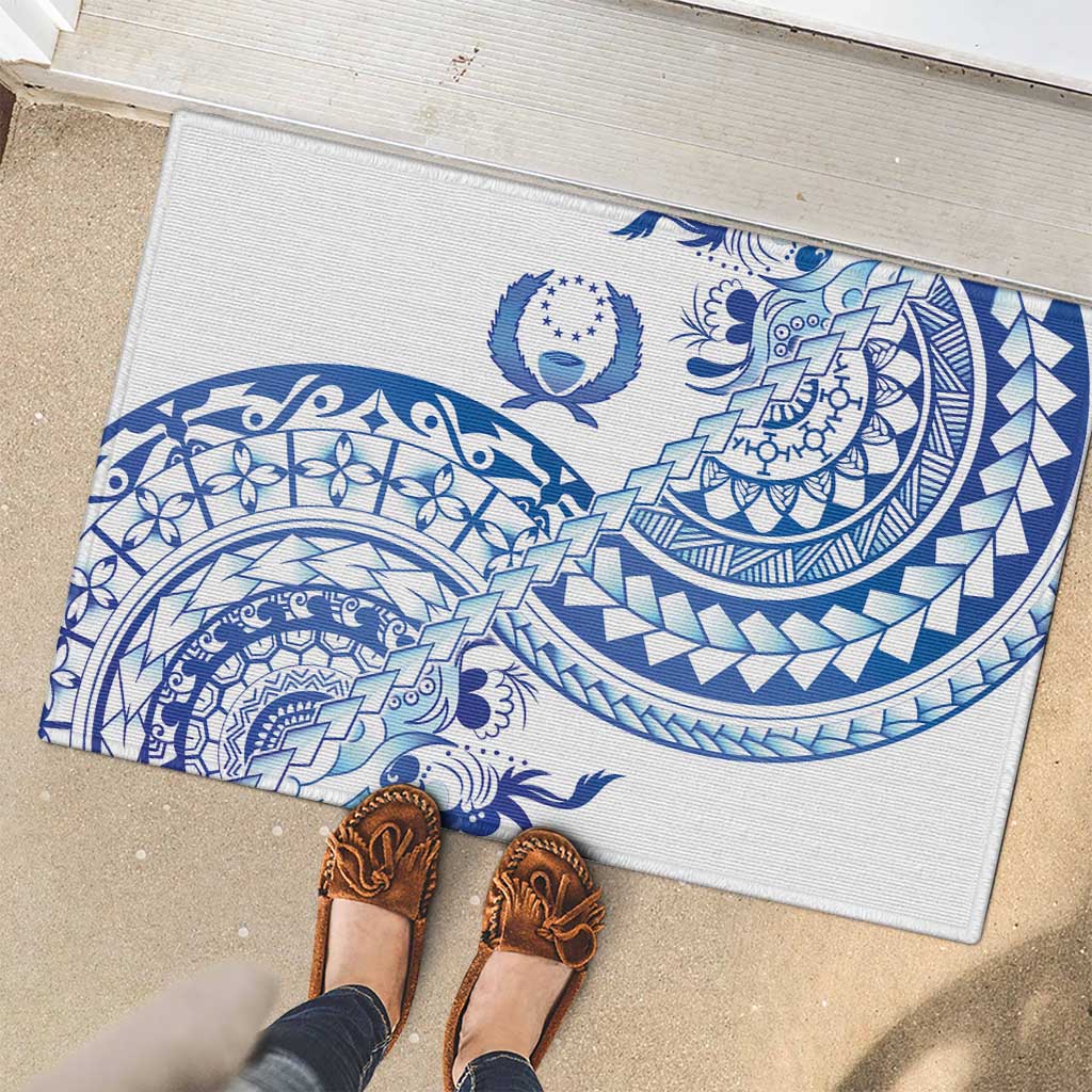 Pohnpei Liberation Day Rubber Doormat Polynesian Floral Tattoo - Polynesian Pride