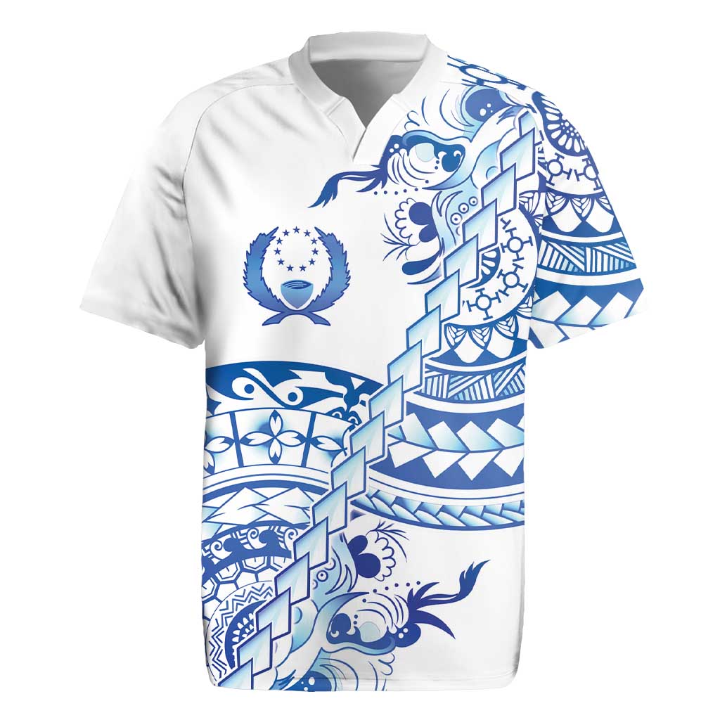 Pohnpei Liberation Day Rugby Jersey Polynesian Floral Tattoo - Polynesian Pride