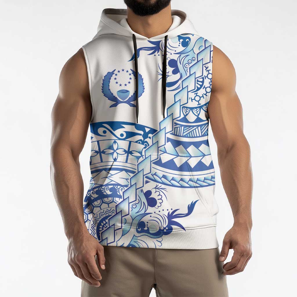 Pohnpei Liberation Day Sleeveless Hoodie Polynesian Floral Tattoo - Polynesian Pride