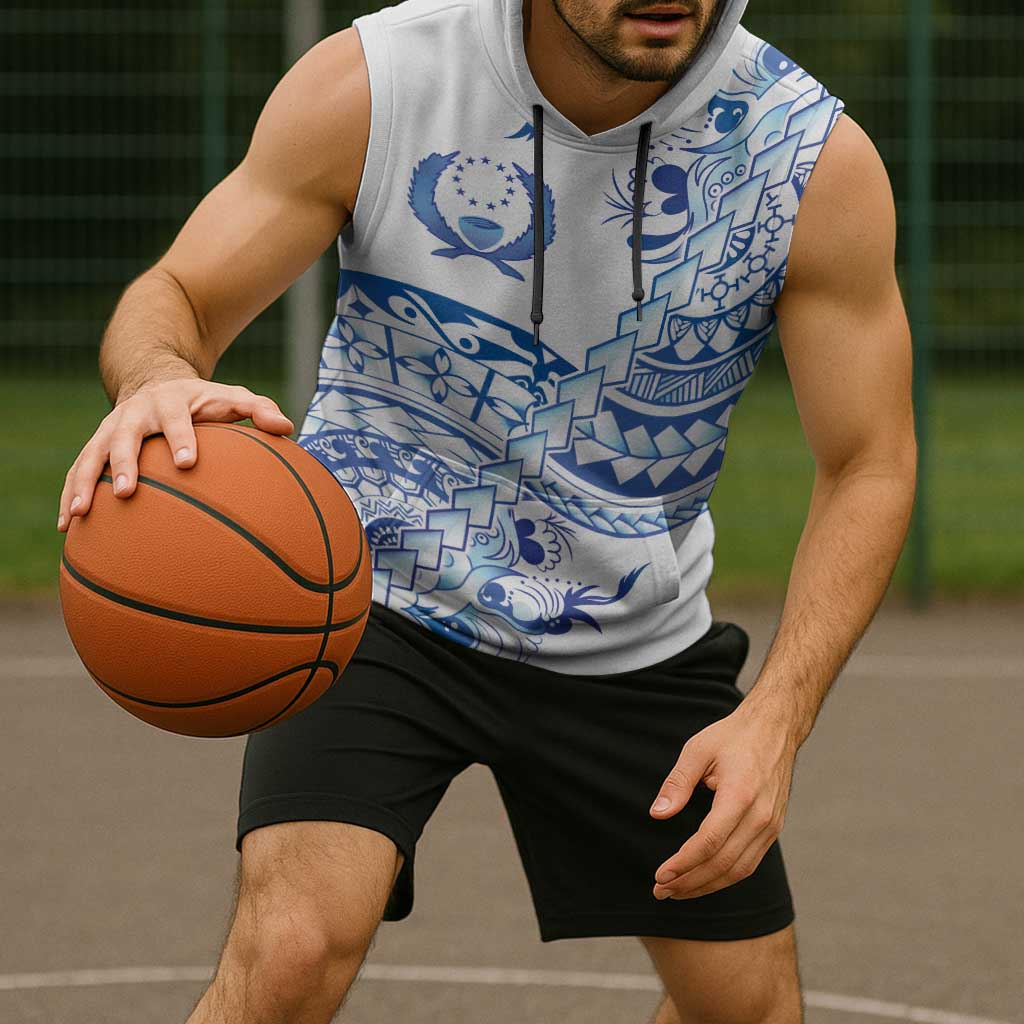 Pohnpei Liberation Day Sleeveless Hoodie Polynesian Floral Tattoo - Polynesian Pride