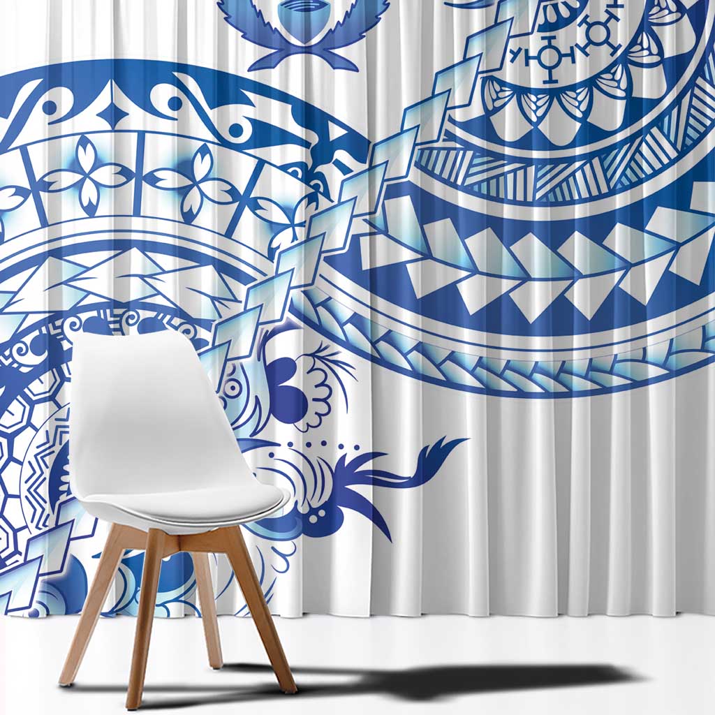 Pohnpei Liberation Day Window Curtain Polynesian Floral Tattoo - Polynesian Pride