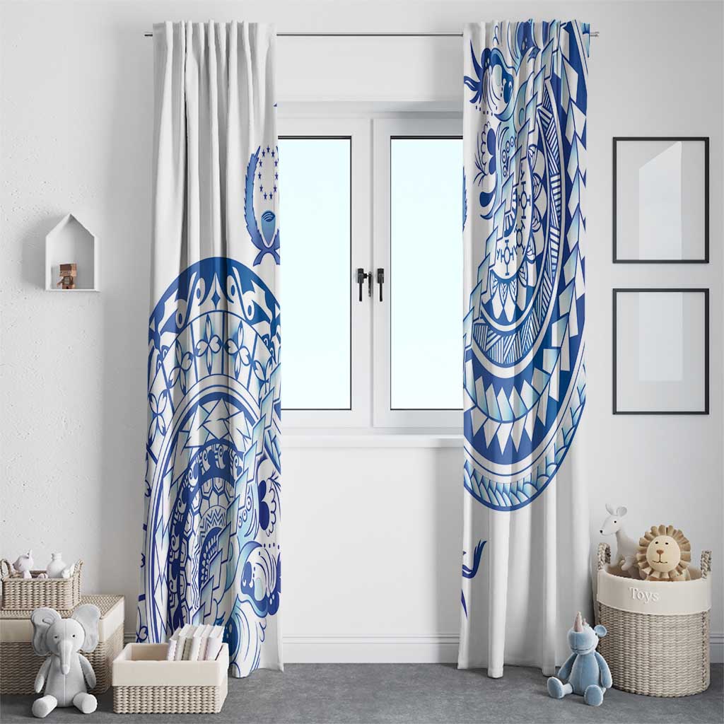 Pohnpei Liberation Day Window Curtain Polynesian Floral Tattoo - Polynesian Pride