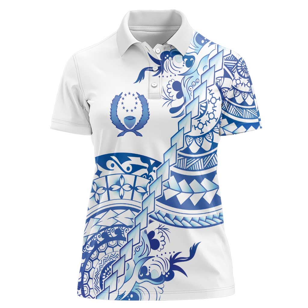 Pohnpei Liberation Day Women Polo Shirt Polynesian Floral Tattoo - Polynesian Pride