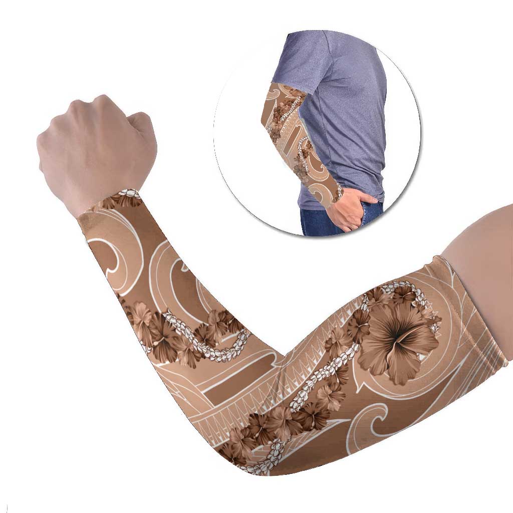 Hawaii Brown Hibiscus Pikake Lei Arm Sleeves - Polynesian Pride