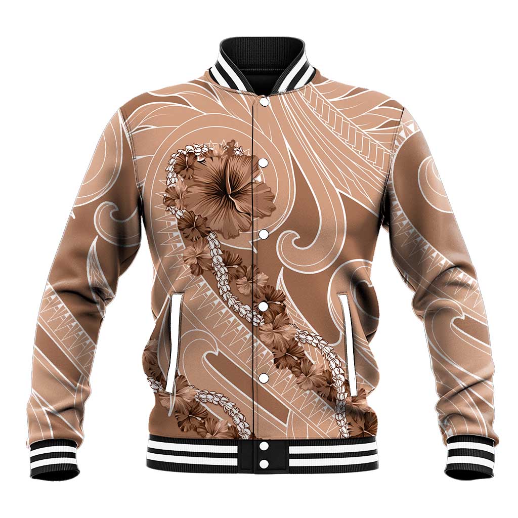 Hawaii Brown Hibiscus Pikake Lei Baseball Jacket - Polynesian Pride