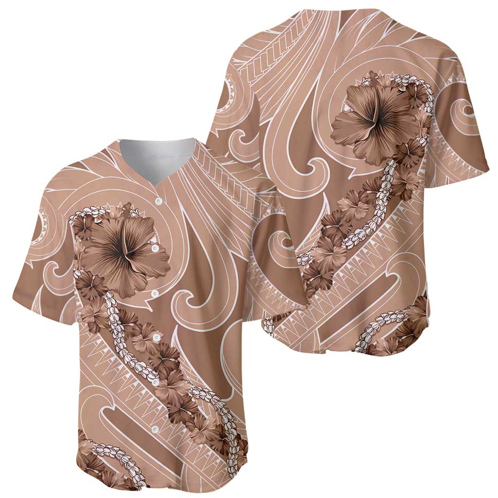 Hawaii Brown Hibiscus Pikake Lei Baseball Jersey - Polynesian Pride