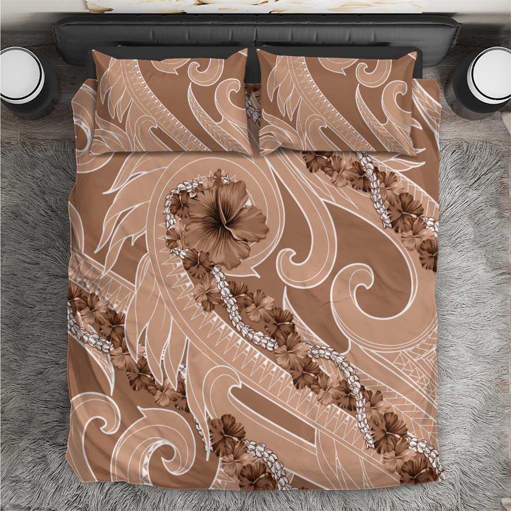 Hawaii Brown Hibiscus Pikake Lei Bedding Set - Polynesian Pride