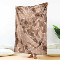 Hawaii Brown Hibiscus Pikake Lei Blanket - Polynesian Pride