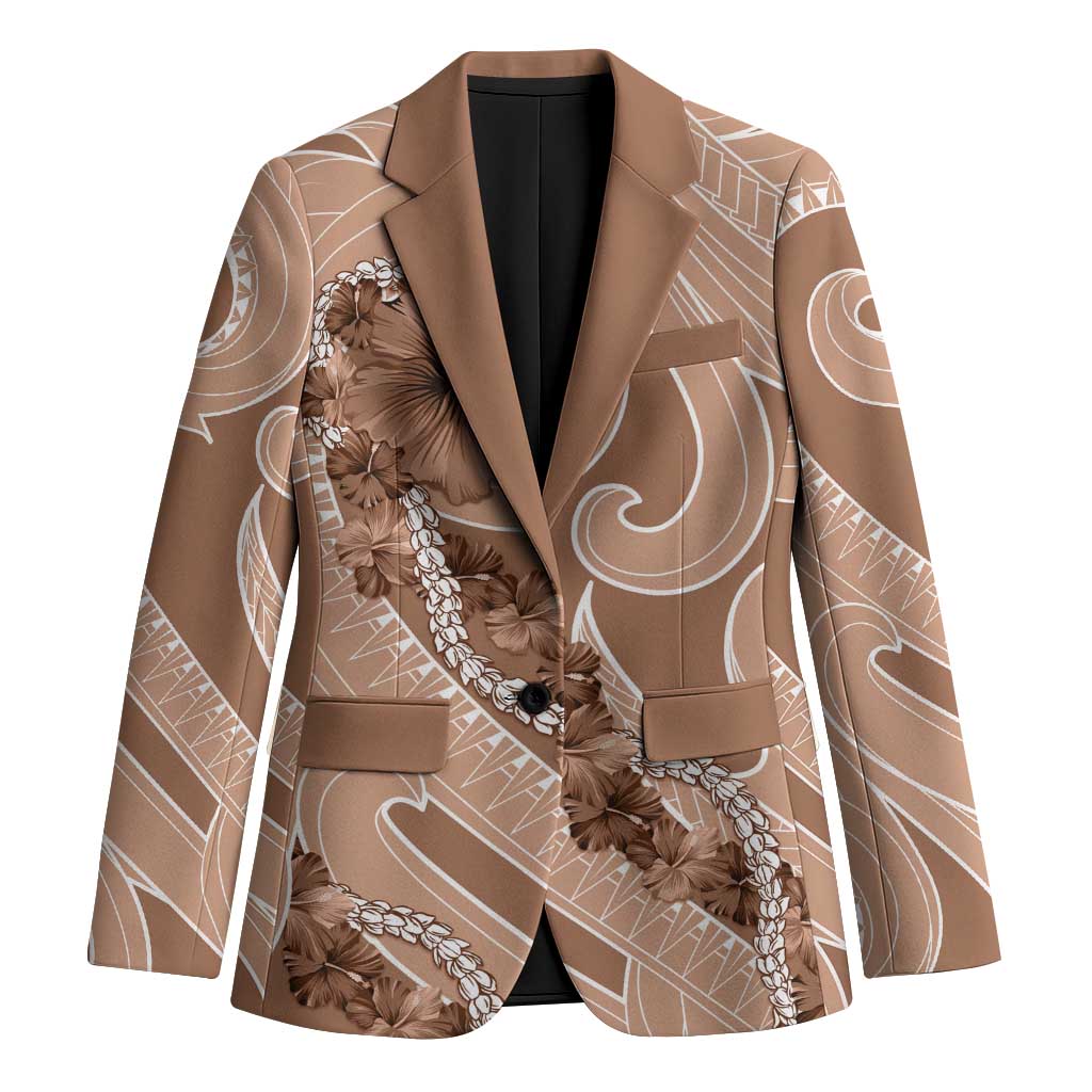 Hawaii Brown Hibiscus Pikake Lei Blazer - Polynesian Pride