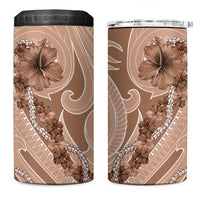 Hawaii Brown Hibiscus Pikake Lei 4 in 1 Can Cooler Tumbler - Polynesian Pride