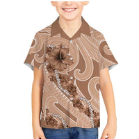 Hawaii Brown Hibiscus Pikake Lei Family Matching Mermaid Dress and Hawaiian Shirt - Polynesian Pride