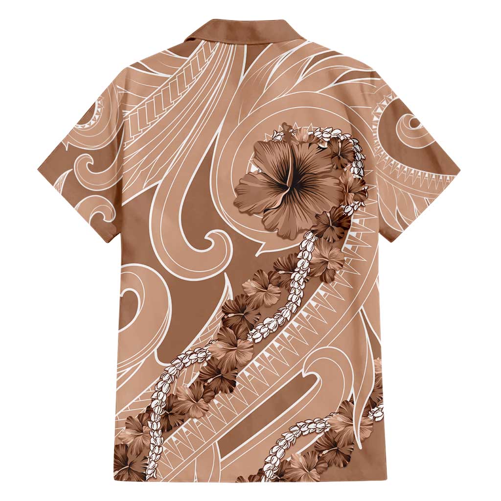 Hawaii Brown Hibiscus Pikake Lei Hawaiian Shirt - Polynesian Pride