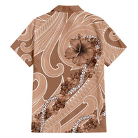 Hawaii Brown Hibiscus Pikake Lei Hawaiian Shirt - Polynesian Pride