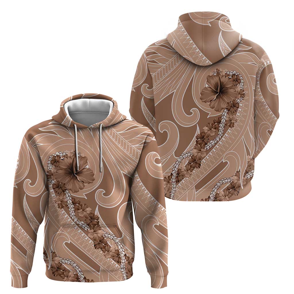 Hawaii Brown Hibiscus Pikake Lei Hoodie - Polynesian Pride