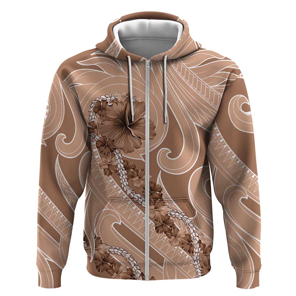 Hawaii Brown Hibiscus Pikake Lei Hoodie - Polynesian Pride