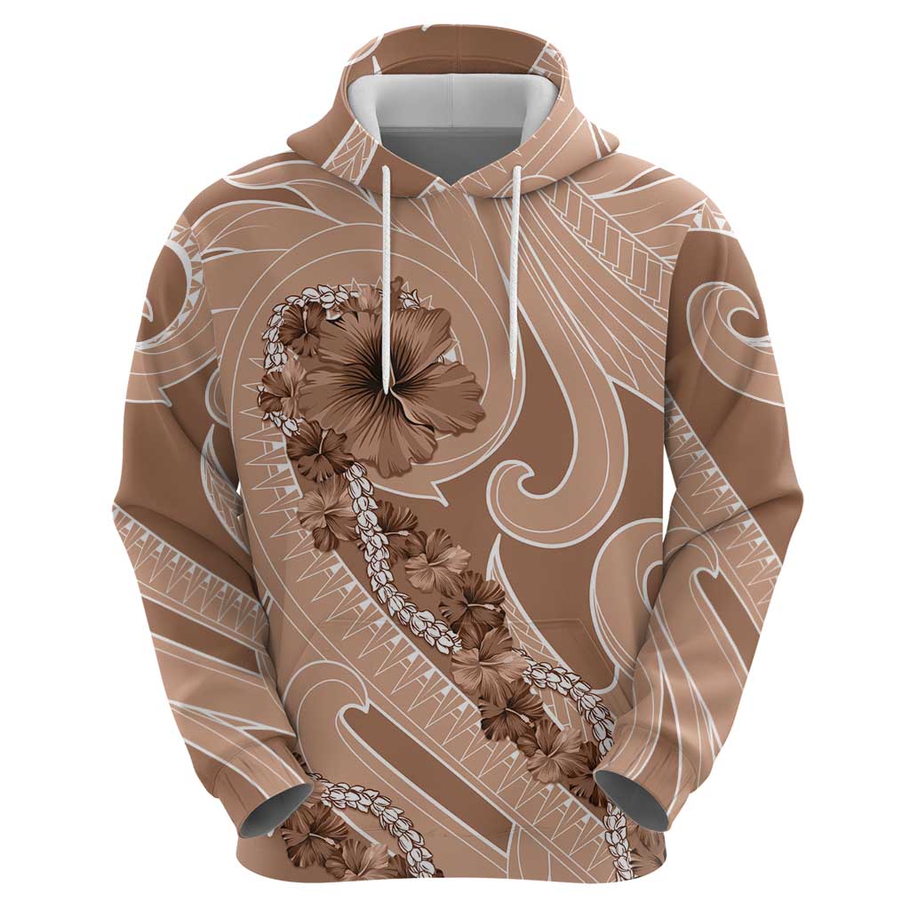 Hawaii Brown Hibiscus Pikake Lei Hoodie - Polynesian Pride