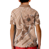 Hawaii Brown Hibiscus Pikake Lei Kid Polo Shirt - Polynesian Pride