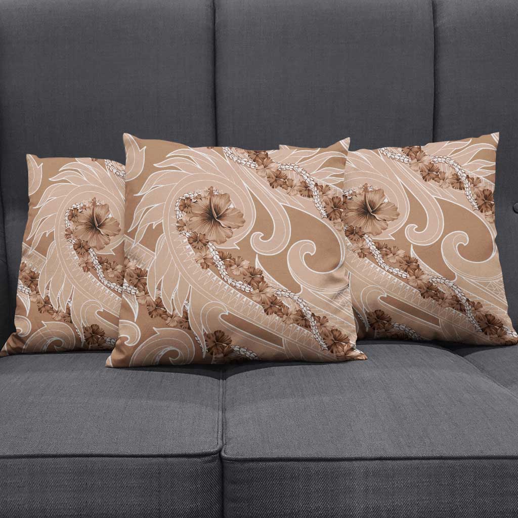 Hawaii Brown Hibiscus Pikake Lei Pillow Cover - Polynesian Pride