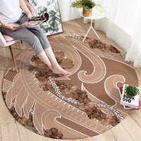 Hawaii Brown Hibiscus Pikake Lei Round Carpet - Polynesian Pride